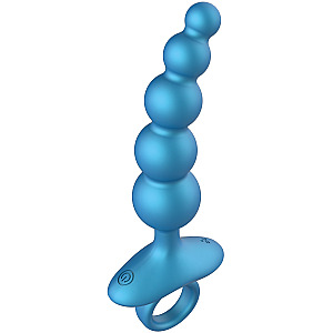 Playhouse Deep 5 Balls Anal Plug Vibrating + Remote (modrá), vibračný análny kolík