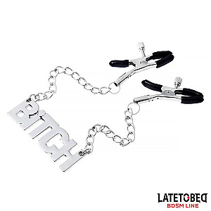 LATETOBED BDSM LINE Nipple clamps with Chain Bitch, nastaviteľné svorky na bradavky