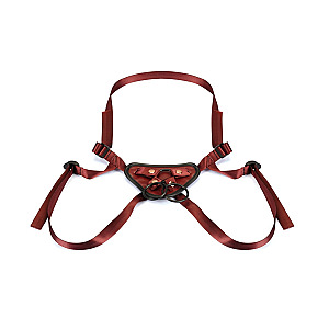 Liebe Seele Wine Red Leather Universal Strap-On Harness, kožený strap-on postroj