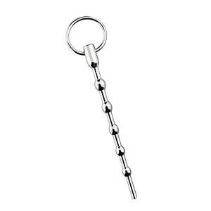 Sinner Gear Beaded Solid Metal Dilator With Pull Ring 9 mm - perlový dilatátor s krúžkom