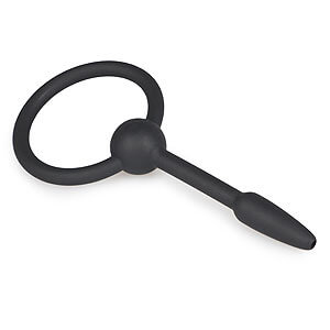 Sinner Gear Small Silicone Penis Plug With Pull Ring - malý dutý silikónový dilatátor