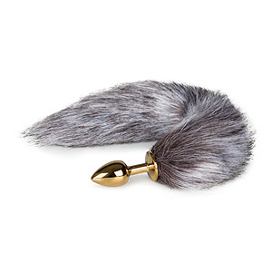 Šedý líščí chvostík EasyToys Fox Tail Plug no.5 zlatý análny kolík