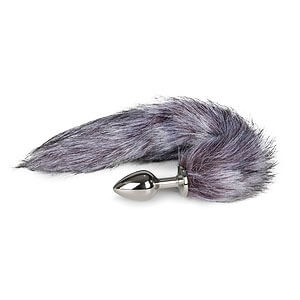 Šedý líščí chvostík EasyToys Fox Tail Plug no.6 strieborný análny kolík