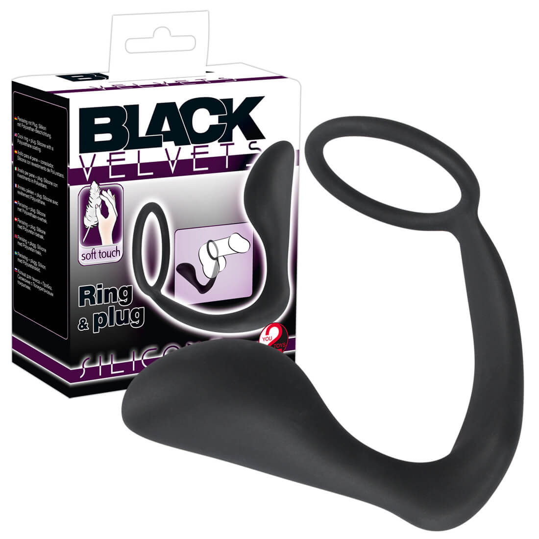 Análny kolík 2v1 pre mužov Black Velvets Ring and Plug