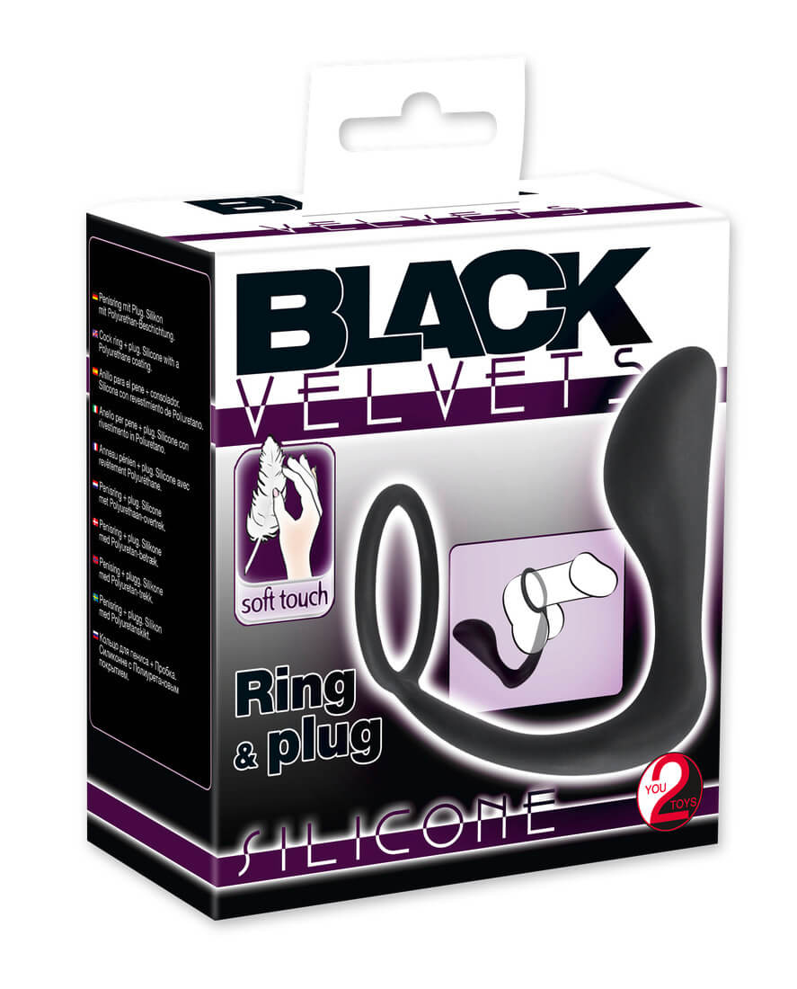 Análny kolík 2v1 pre mužov Black Velvets Ring and Plug