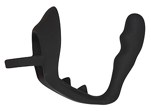Black Velvets Ring & Plug - silikónový masér prostaty 9 cm s krúžkom na penis