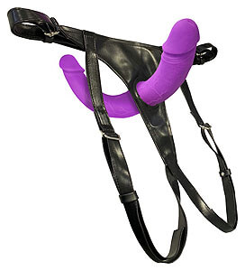 Sweet Smile Super Soft Double Strap-On (Purple), připínací penis pre ňu