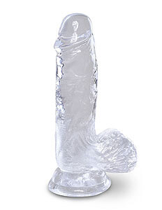 Číre dildo s guľami Pipedream King Cock Clear 5" (13 cm)