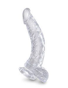 Číre zahnuté dildo s guľami Pipedream King Cock Clear 7.5" (19 cm)