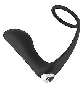 Black Velvets Vibrating Ring & Plug, vibračné masér prostaty 9.5 x 3.5 cm