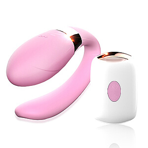 Párový vibrátor V-Vibe Pink na diaľkové ovládanie, USB nabíjací, 7 režimov