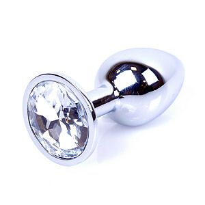 Boss Series Jewellery Silver Plug CLEAR - strieborný análny kolík s drahokamom 7 x 2,7 cm