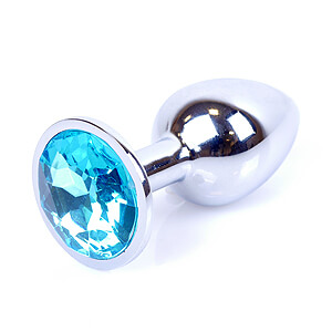 Boss Series Jewellery Silver Plug LIGHT BLUE - strieborný análny kolík s drahokamom 7 x 2,7 cm