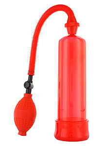 Penis Enlarger Red, vákuová pumpa s stláčacími balónikom 19x3,5 cm