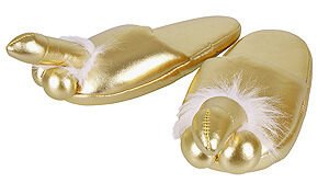 Zlaté žartovné papuče s penisom Penis Slippers Gold